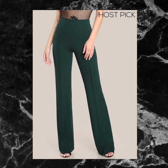 Pants - FOREST GREEN HIGH RISE PIPED DRESS PANTS